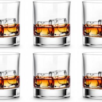 LUXU Whiskey Glasses-Premium 11 OZ Scotch Glasses Set of 6 /Old Fashioned Whiskey Glasses/Perfect Scotch Bourbon Whiskey Tumblers/Style Glassware for Bourbon/Rum glasses/Bar whiskey glasses,Clear