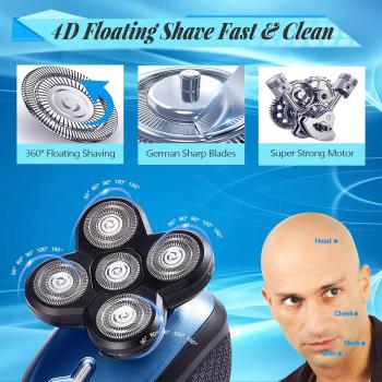 Head Shaver for Bald Men,5 in 1 Bald Head Shavers for Men Cordless, Waterproof Wet/Dry 5 Head Mens Electric Razor for Head Face Shaving, USB Mans Grooming Kit Rechargeable,Rotary Shaver Gift for Men