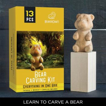 BeaverCraft Wood Carving Kit for Beginners DIY05 Wood Whittling Kit for Beginners Bear Carving Kit - DIY Hobby Craft Kids Wood Carving Kit Wood Carving Set for Adults and Teens Wood Whittling Kit