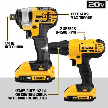 DEWALT 20V MAX Power Tool Combo Kit, 10-Tool Cordless Power Tool Set with 2 Batteries and Charger (DCK1020D2)