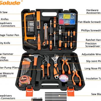 SOLUDE Tool Set,148-Piece Home Repair Tool Kit for Men Women College Students,Household Basic Hand Tool Sets with Case for Home Maintenance & DIY Projects