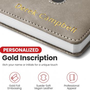 Promot Personalized Notebook - A5 Lined Leather Bound Journal for Writing Women Men - Hardcover Executive Notebook, Daily Journal, Travel Diary, Gift Idea, Custom Embossed Text with Gold Metallic Foil