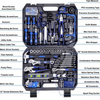 Prostormer 259-Piece Tool Set, General Home/Auto Repair Tool Kit with Plastic Storage Toolbox, Complete Household Tool Box with Essential Tools for Men and Women