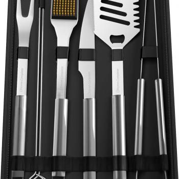 16-Piece BBQ Grill Accessories Set - Barbecue Tool Kit with Aluminum Case for Home Grilling - Great Gift for Birthday or Father’s Day by Home-Complete