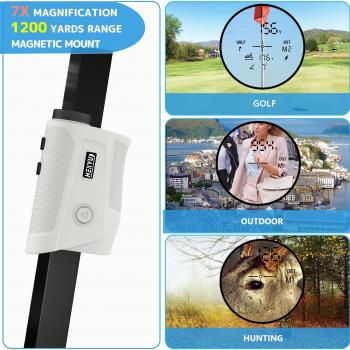 Golf Rangefinder with Slope, Golf Laser Rangefinder,1200 Yard Range Finder Golfing with Magnetic Holder, USB C Rechagreable, 7X Magnification, High-Precision Flag Lock Vibration, Fast Focus