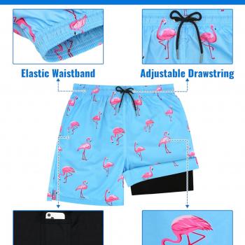 Mens Swim Trunks with Compression Liner Mens Bathing Suit 7 Inch Inseam Quick Dry Mens Board Shorts Men's Swimwear Men