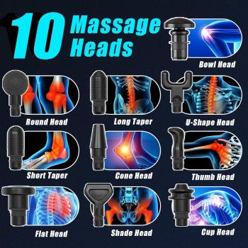 Muscle Massage Gun Percussion Massage Gun Deep Tissue Massager 30 Speeds Handheld Deep Muscle Quiet Massager with 10 Heads for Athletes Pain Relief and Muscle Recovery