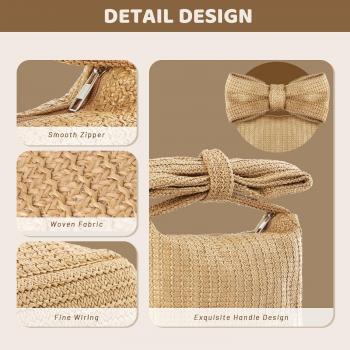 Straw Bow Purse Clutch Bag,Summer Beach Handbags for Women 2024 Vacation