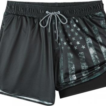 Mens Swim Trunks with Compression Liner 5.5" Board Shorts with Zipper Pockets 2 in 1 Quick Dry Bathing Suits