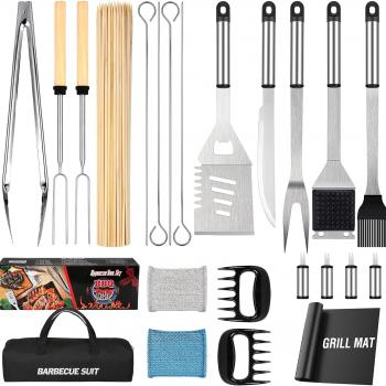 Grill Tools, BBQ Accessories, Grill Accessories, Grill Set for Outdoor Grill, Grill Utensils Stainless Steel Grilling Tools Grill Kit, 122PCS Grilling Gifts for Men Women Christmas