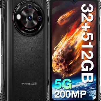 DOOGEE V30 PRO 5G Rugged Smartphone Unlocked, 32GB+512GB/2TB TF Dimensity 7050 Octa Core Waterproof Android 13 Mobile Phones, 10800mAh, 200MP Main Camera Dual Sim Cell Phone/WiFi6/OTG/NFC - Black