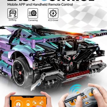 Super Plated Sports Car Building Kits, Adult Collectible Model and Race Engineering Toy Set, 1:10 Scale Electric Driftable Remote Control Sports Car for Adults Men Teens