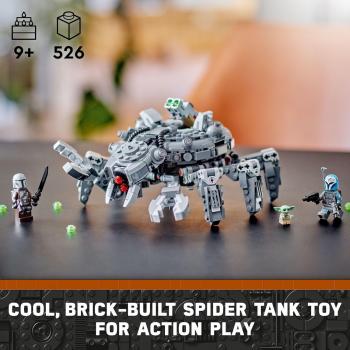 LEGO Star Wars Spider Tank 75361, Building Toy Mech from The Mandalorian Season 3, Includes The Mandalorian with Darksaber, Bo-Katan, and Grogu 'Baby Yoda' Minifigures, Gift Idea for Kids Ages 9+