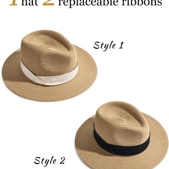 FURTALK Panama Hat Sun Hats for Women Men Wide Brim Fedora Straw Beach Hat UV UPF 50