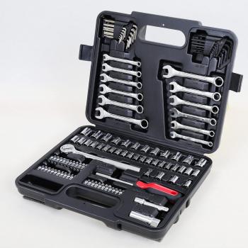 121 Piece Mechanic Tool Socket Set 3/8 and 1/4 inch Drive SAE & Metric Size, with Tool Box Storage Case for Home, Car Trunk, Automotive, Bike Projects and as A Gift