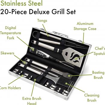 Cuisinart CGS-5020 BBQ Tool Aluminum Carrying Case, Deluxe Grill Set, 20-Piece