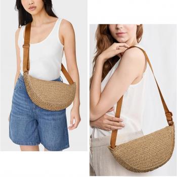 Straw Crossbody Bag Woven Purses for Women 2024 Summer Beach Straw Purse Fashion Handmade Shoulder Bag Crochet Purse