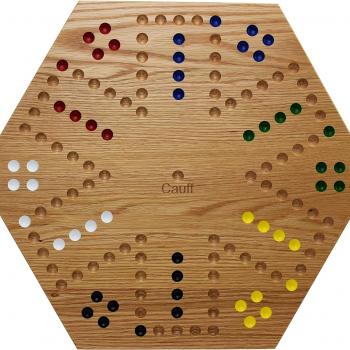 Solid Oak Double Sided Marble Board Game Hand Painted by Cauff (20 inch)