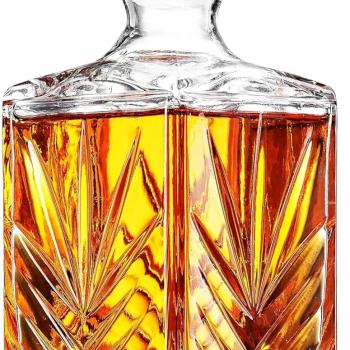 Bormioli Rocco Selecta Collection Whiskey Decanter – Sophisticated 33.75oz Diamond Decanter With Starburst Detailing – For Whiskey, Bourbon, Scotch & Liquor