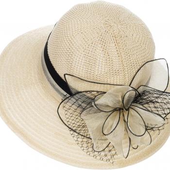 Women Kentucky Organza Derby Hat - Bridal Wedding Church Tea Party Wide Brim Summer Sun Cap