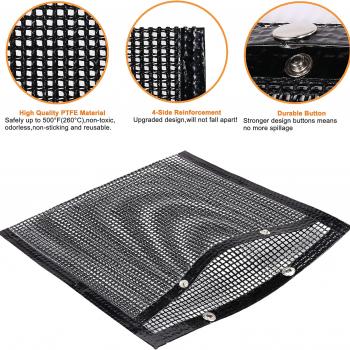 BBQ Mesh Grill Bags for Outdoor Grill Reusable, 3 PCS Non-Stick Barbecue Bags for Charcoal Gas Electric Grills Smokers BBQ Veggie Grill Bags for Cooking Vegetables Grilling Bag Pouches Heat-Resistant