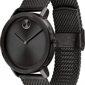 Movado Men's Bold Evolution Black Ion-Plated Steel Case and Mesh Bracelet, Black