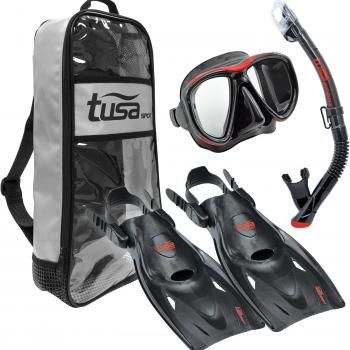 TUSA Sport Adult Powerview Mask, Dry Snorkel, and Fins Travel Set