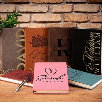 Personal Leather Journal Notebooks | 12 Design, 9 Color - Chestnut | Journal for Women, Men - Custom Notebook to Write in - Diary for Girls, Women - Personalized Gift Idea for Girl, Boy, Mom and Dad