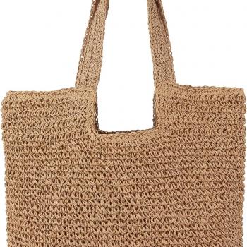 Straw Beach Tote Bag: Large Summer Boho Woven Bags - Rattan Handmade Shoulder Handbags for Women