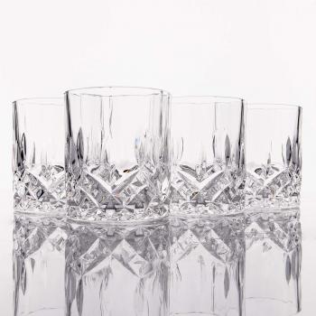 LEMONSODA Crystal Cut Old Fashioned Whiskey Glasses - Set of 4-10oz Ultra-Clear Premium Lead-Free Crystal Glass Tumbler For Drinking Bourbon, Scotch, Cocktails