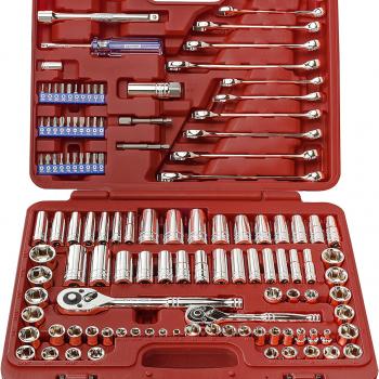 EPAuto Mechanics Tool Set Drive Socket Wrench Ratchets, SAE/Metric, 122-Piece