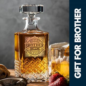 Gifts for Brother | Personalized Brother Gifts from Sister, Brothers | Unique Whiskey Decanter Set with 2 Glasses | Happy Birthday Gift Ideas for Brother | Best Brother Present