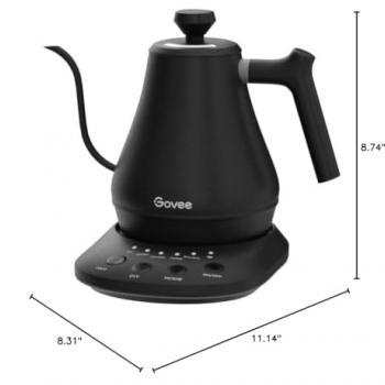 Govee Smart Electric Kettle, WiFi Variable Temperature Gooseneck Pour Over Kettle and Tea Kettle, Alexa Control, 1200W Quick Heating, 100% Stainless Steel, 0.8L, Matte Black