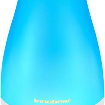 InnoGear Essential Oil Diffuser, Premium 5-in-1 Diffusers for Home Scent Aromatherapy Diffuser Air Desk Humidifier for Bedroom Large Room Office 7 Color LED 2 Mist Mode Waterless Auto Off, Basic White