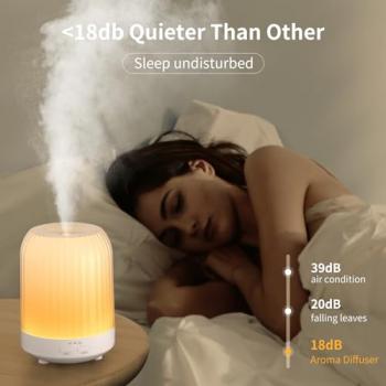 BDXXJ Essential Oil Diffuser for Bedroom, Quiet Humidifiers for Home, Ultrasonic 250ML Small Aromatherapy Diffuser, 7 LED Color Safety Auto-Off Timer, for Baby Bedroom, Hotel, Plant, White Pattern