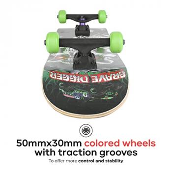 Monster Jam 31 inch Skateboard, 7-ply Maple Desk Skate Board for Cruising, Carving, Tricks and Downhill