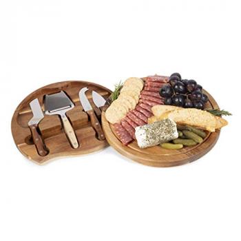 TOSCANA Monogram Initials M Personalized Acacia Circo Cheese Cutting Board & Tools Set