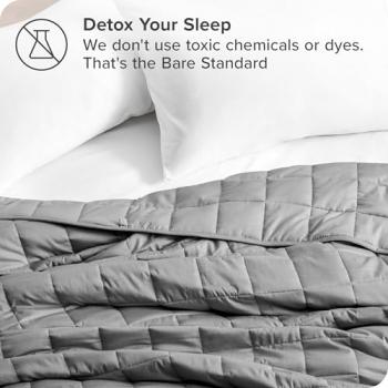 Bare Home Weighted Blanket for Adults 30lb (60" x 80") - All-Natural 100% Cotton - Premium Heavy Blanket Nontoxic Glass Beads (Light Grey, 87"x80")