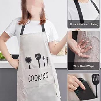 Agirlvct 2 Pack Kitchen Apron with Hand Wipe,Water-drop Resistant with Pockets Cooking Dish Washing Bib Aprons Birthday Gift for Women Men Chef Home Coffee Restaurant