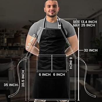 Utopia Kitchen 2 Pack Bib Apron, Adjustable with 2 Pockets, Water and Oil Resistant, Cooking Kitchen Chef Apron for Women Men