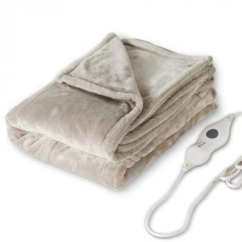 Tefici Electric Heated Blanket Throw, Super Cozy Soft 2-Layer Flannel 50" x 60" Heated Throw with 3 Heating Levels & 4 Hours Auto Off, Machine Washable, ETL&FCC Certified, Home Office Use,Camel