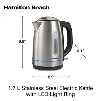 Hamilton Beach 1.7L 1500W Cordless Electric Kettle with Auto Shutoff and Boil-Dry Protection