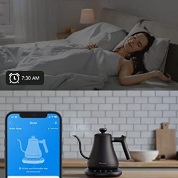 Govee Smart Electric Kettle, WiFi Variable Temperature Gooseneck Pour Over Kettle and Tea Kettle, Alexa Control, 1200W Quick Heating, 100% Stainless Steel, 0.8L, Matte Black