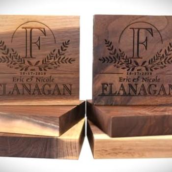 Personalized Cutting Board Wedding Gift – Walnut Live Edge Wood (6 Designs) Customized Monogramed Bride Groom Unique Engraved Rustic Display Newlywed Couple Parents Anniversary Housewarming Christmas