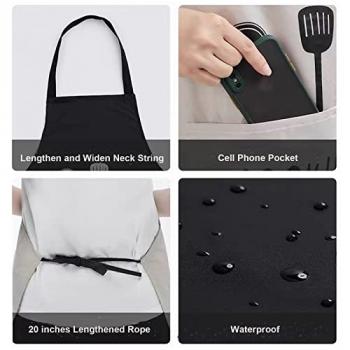 Agirlvct 2 Pack Kitchen Apron with Hand Wipe,Water-drop Resistant with Pockets Cooking Dish Washing Bib Aprons Birthday Gift for Women Men Chef Home Coffee Restaurant