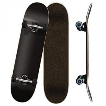 Yocaher Professional Complete 7.75" Skateboard w/7Ply Maple Deck, BlackWidow Premium Grip Tape, Aluminum Alloy Truck, ABEC-9 Bearing (Complete - 7.75 - Black)