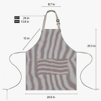 Syntus Kitchen Cooking Apron, 2 Pack Adjustable Bib Chef Aprons for Women Men with 2 Pockets, L-Black/Brown Stripes