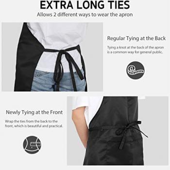 Syntus 12 Pack Bib Apron, Unisex Aprons Adjustable Waterdrop Resistant with 2 Pockets Cooking Kitchen Apron for Chef, BBQ Drawing Apron Bulk, Black