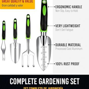 Heavy Duty Garden Tools 22 Pieces Set - Rust Proof, Durable Gardening Supplies - Ergonomic Gardening Hand Tools - Ideal Gardening Gifts for Women