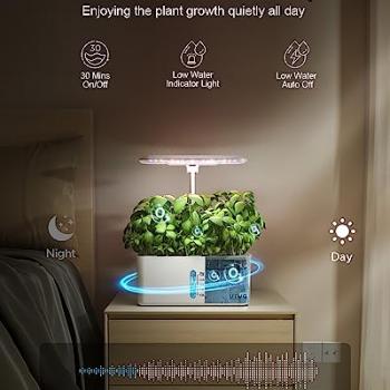 Hydroponics Growing System Indoor Garden: 8 Pods Herb Garden Kit Indoor with LED Grow Light Quiet Smart Water Pump Automatic Timer Healthy Fresh Herbs Vegetables - Hydroponic Planter for Home Kitchen